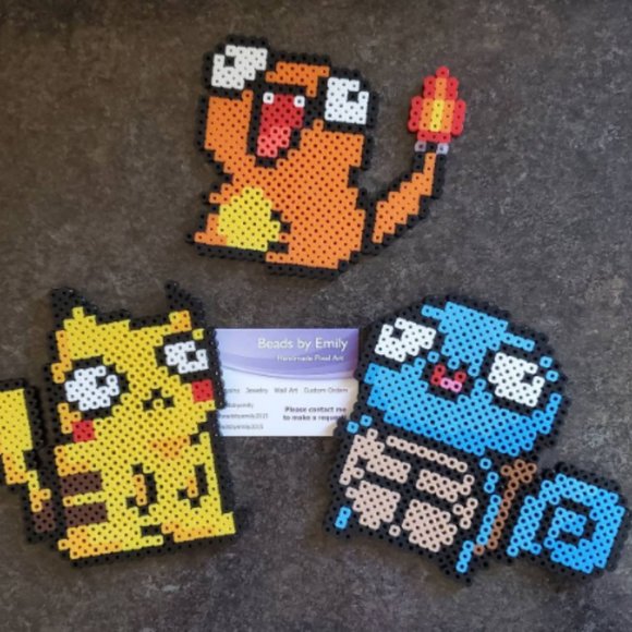 Derpy Pikachu, Squirtle, Charmander, Bulbasaur Magnets - Pokemon Decor Game Room - Picture 2 of 3